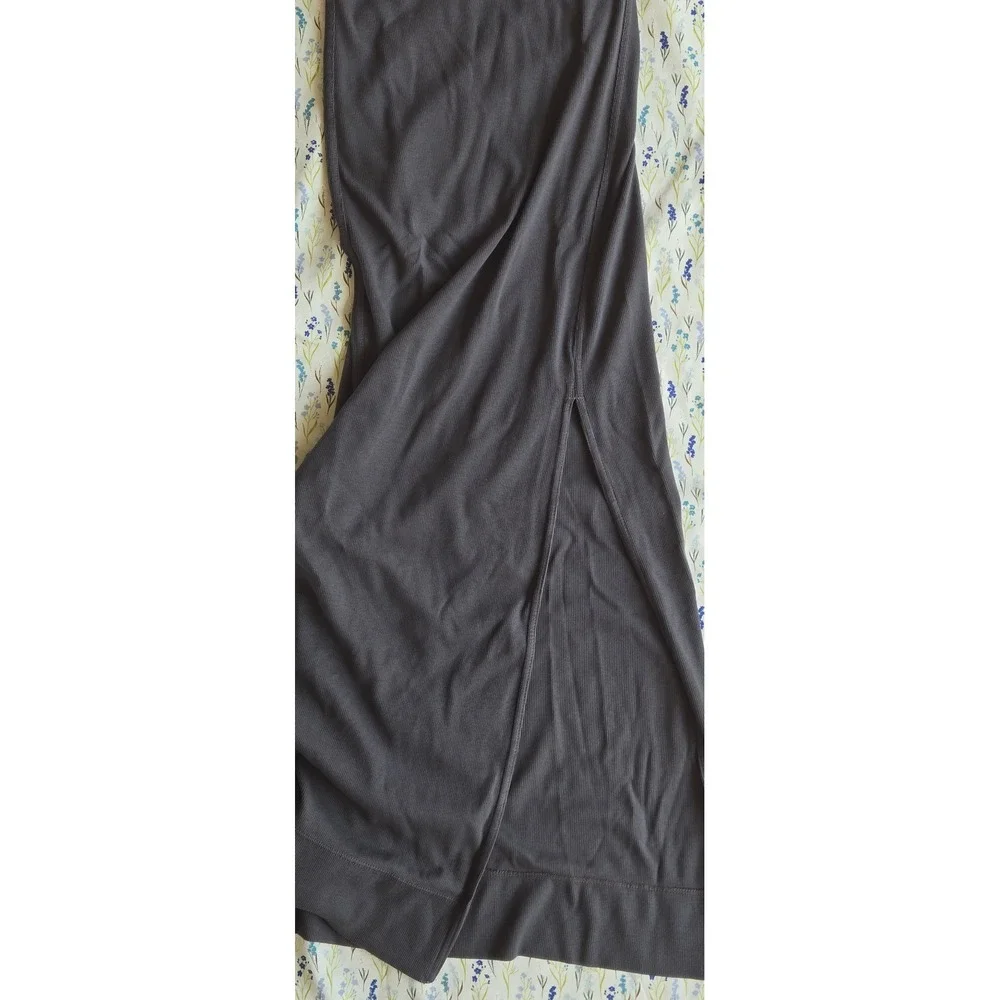 Rowan Dylan Knit Maxi Dress Faded Black Ribbed Side Slit American Made XS - Picture 3 of 10